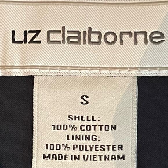 Liz Claiborne Navy White Woven Print Office Career Jacket NWOT Size S - Picture 9 of 11